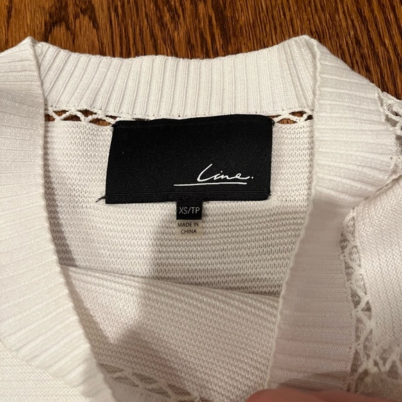 Line Knitwear Whiter Sweater with Detailing at Neckline and Wrists, Size XS - Picture 3 of 3
